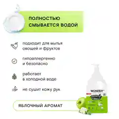 Эко гель для мытья посуды овощей и фруктов с сочным ароматом ябл цвета WONDER LAB 1л