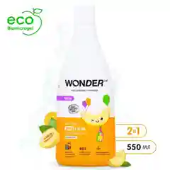 Детский эко гель 2в1 купания детей WONDER LAB Озорная дыня, 550 мл, гель шампунь для душа