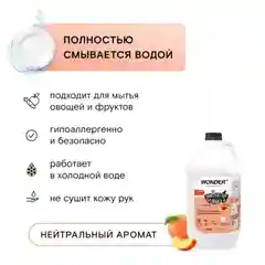 Эко гель для мытья посуды овощей фруктов с ароматом сливочных фруктов WONDER LAB 3,78 л