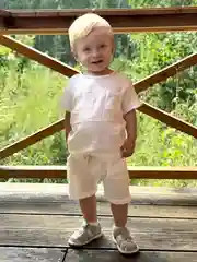 Белый детский муслиновый костюм, Комплект из муслина шорты и футолка, костюм для садика