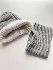 Серый меланж шапка со снудом демисезонная
