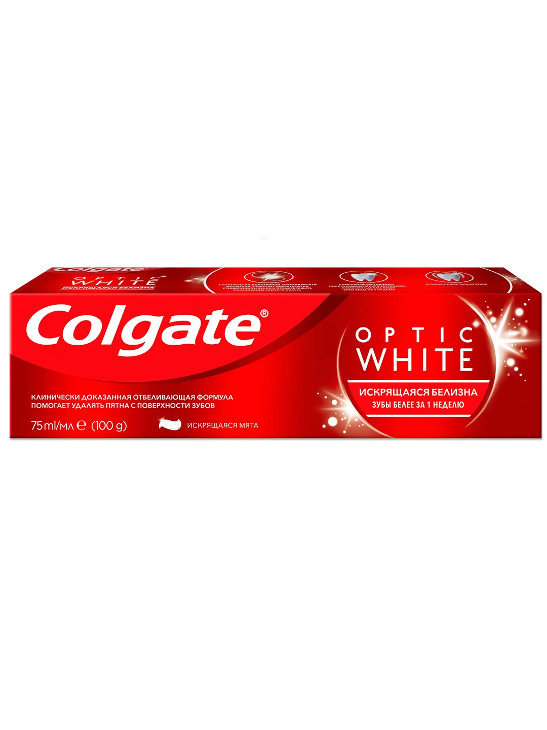Зубная паста Colgate Optic White Искрящаяся мята, отбеливающая, 75 мл, 2 шт