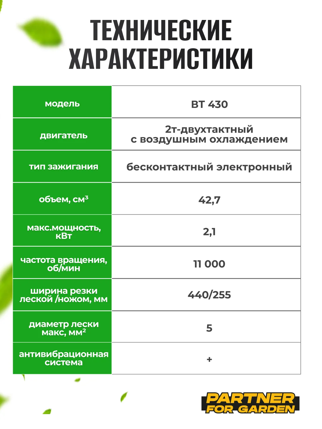 Триммер-кусторез, бензиновый, для травы садовый BT-430, 2.9 л.с., ширина скашивания 44 см PFG