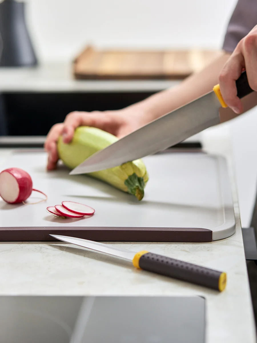 Доска разделочная двухсторонняя пластиковая SmartChef большая с бортиками