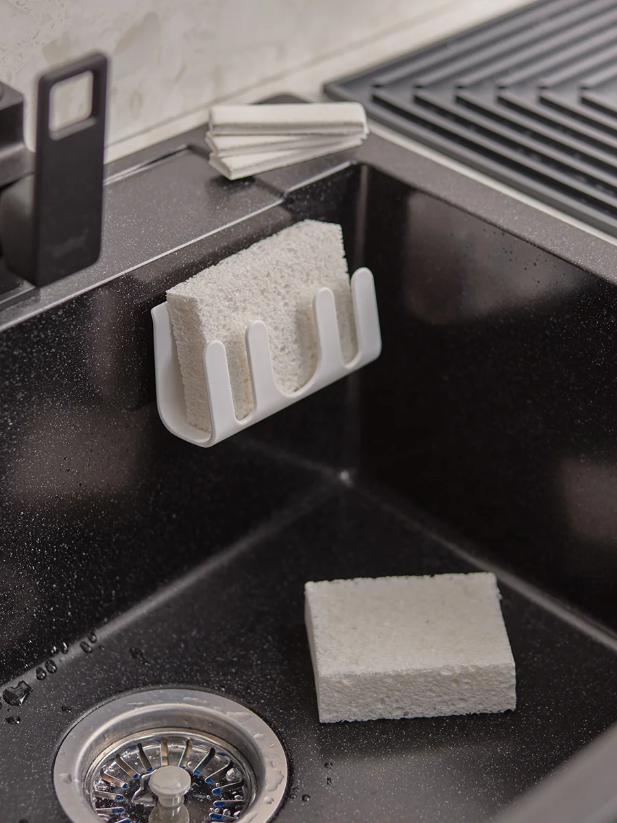 Губка для посуды из целлюлозы Eco Sponge белая экологичная, набор из 3 шт