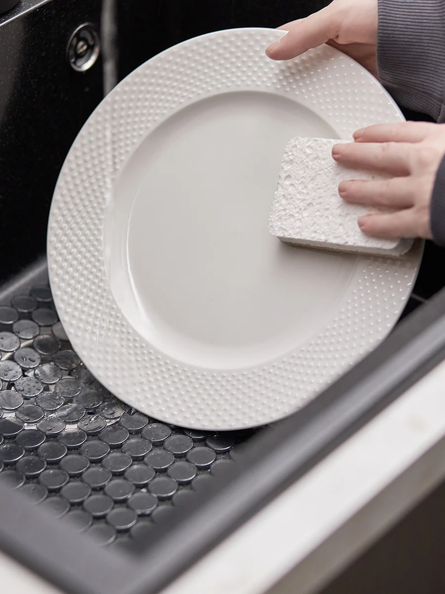 Губка для посуды из целлюлозы Eco Sponge белая экологичная, набор из 3 шт