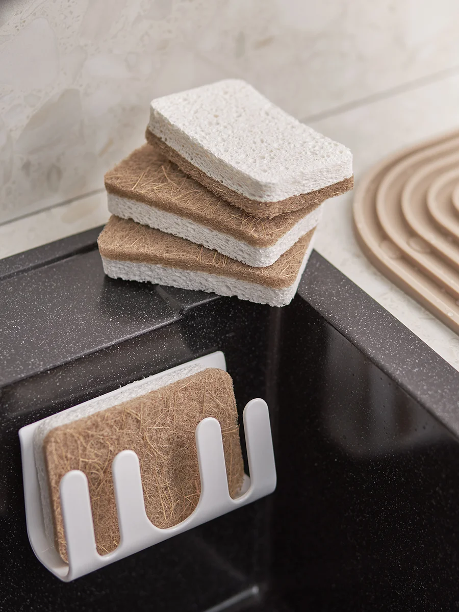 Губка для посуды из целлюлозы и кокосового волокна Eco Sponge экологичная, набор из 6 шт