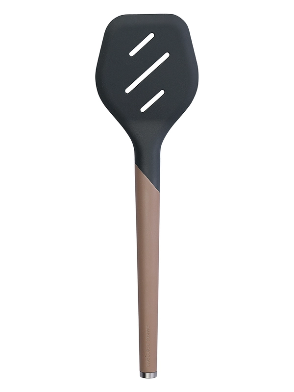 Лопатка-шумовка силиконовая кулинарная с прорезями 32 см SmartChef капучино-графит