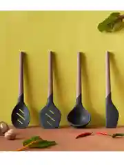 Лопатка-шумовка силиконовая кулинарная с прорезями 32 см SmartChef капучино-графит