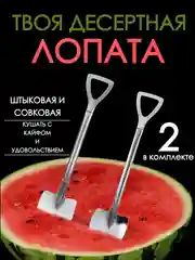 Хром набор 2 шт десертных чайных кофейных ложек в форме лопаты