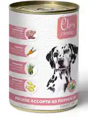 Корм влажный CLAN Classic для собак Мясное ассорти, паштет, ж/б 340г, 9 шт