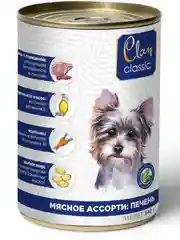 Корм влажный CLAN Classic для собак Мясное ассорти, паштет, ж/б 340г, 9 шт