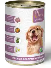 Корм влажный CLAN Classic для собак Мясное ассорти, паштет, ж/б 340г, 9 шт