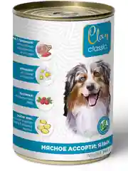 Корм влажный CLAN Classic для собак Мясное ассорти, паштет, ж/б 340г, 9 шт