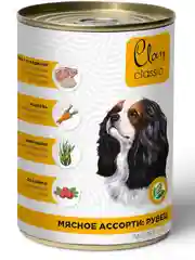 Корм влажный CLAN Classic для собак Мясное ассорти, паштет, ж/б 340г, 9 шт