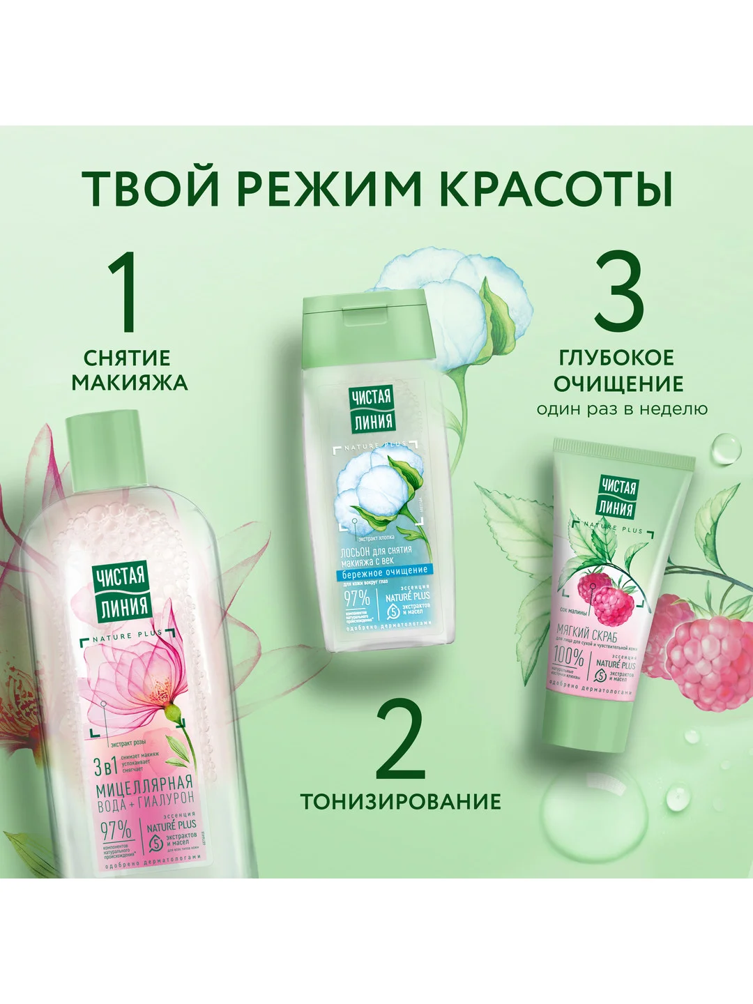 Мягкий скраб для лица Чистая Линия, 50 мл
