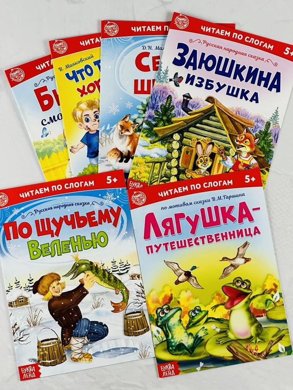 Детская книга Книжка 6 шт Читаем по слогам для детей Стихи Сказки Рассказ учимся читать