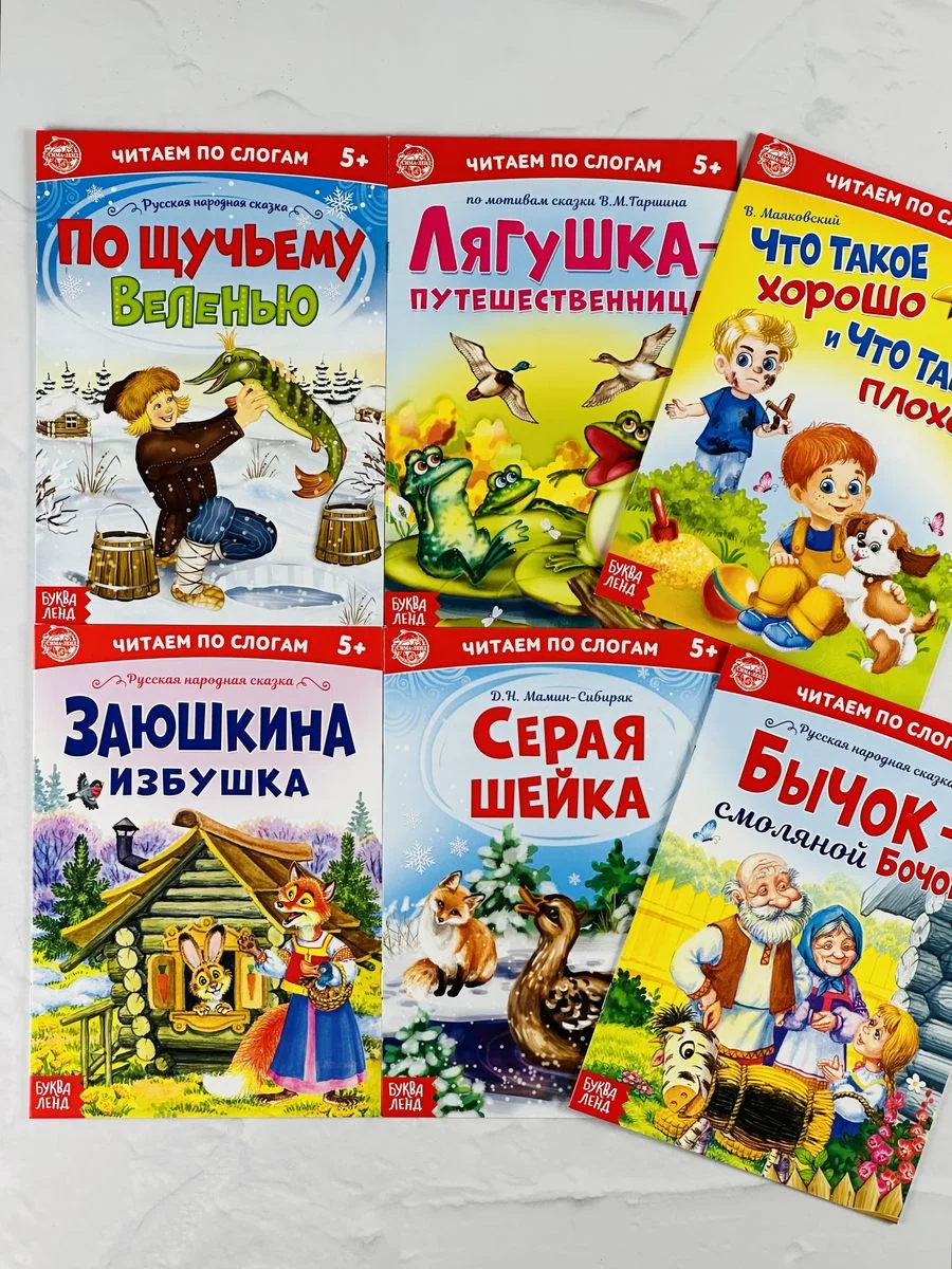 Детская книга Книжка 6 шт Читаем по слогам для детей Стихи Сказки Рассказ учимся читать