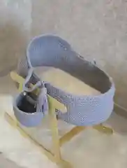Серый меланж колыбель-переноска для новорожденных + матрас 70/40, вязаная люлька/кроватка с корзинкой