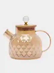 Чайник заварочный "Ромбик", стеклянный, с бамбуковой крышкой, 1000 мл