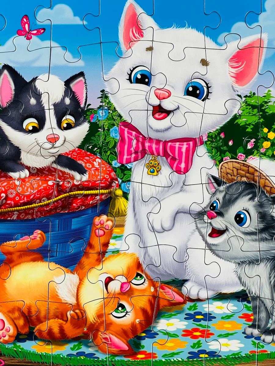 Пазл картонный для девочек котики 60 котенок кошка кот для развития моторики усидчивости