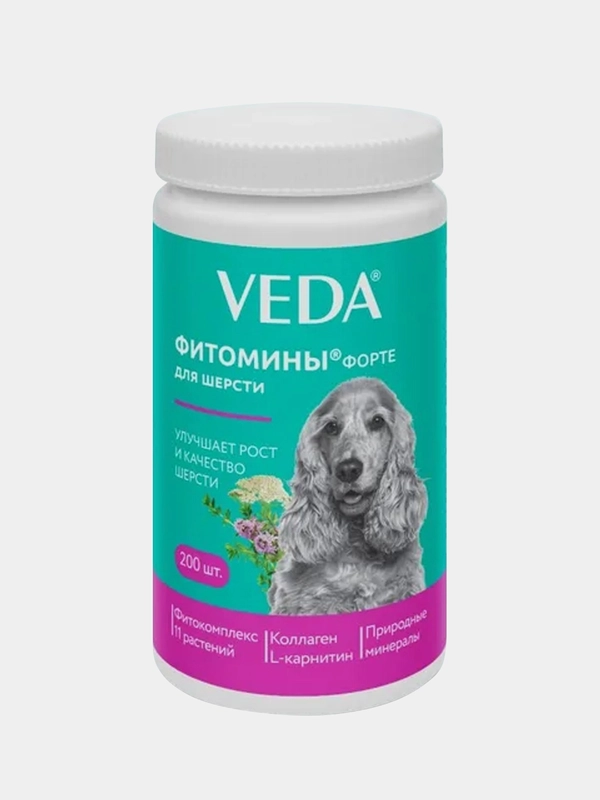 Функциональный корм для собак VEDA ФИТОМИНЫ ФОРТЕ, для шерсти, 100 г