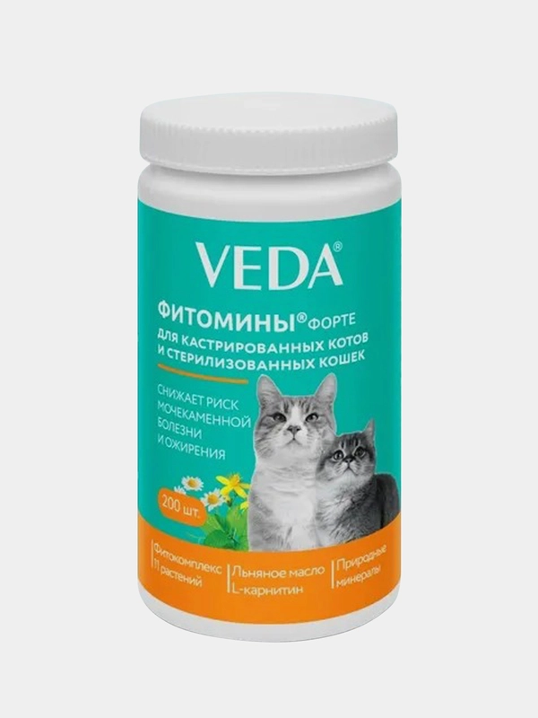 Функциональный корм VEDA ФИТОМИНЫ ФОРТЕ, для кастрированных и стерилизованных кошек, 100 г