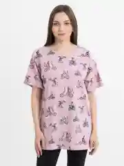Розовый домашний женский костюм с лосинами и удлиненной туникой