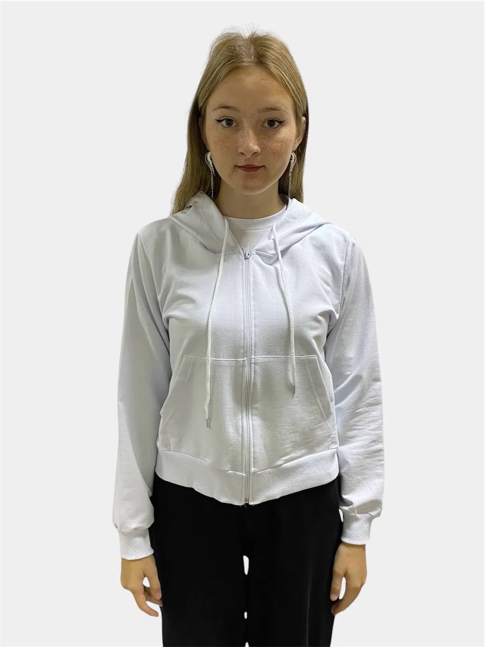 Зип худи, кофта на молнии, толстовка, белая, черная