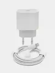 Зарядный комплект для iPhone USB-C, 20 W, кабель Type-C - Lightning, 20 Вт, белый