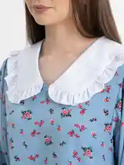 Голубой платье женское летнее , белый воротник