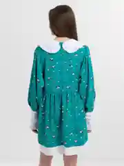 Лесной зеленый платье женское летнее , белый воротник