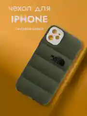 Хаки чехол на iPhone 11, 12, 13, 7, 8 Plus, XR, XS, 14 Pro Max, силиконовый айфон