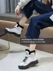 Белый ботинки женские, зимние, утепленные, из воловьей кожи и натуральной кожи