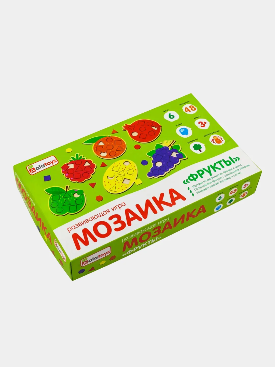 Мозаика Alatoys "Фрукты", 6 фруктов, 8 деталей к каждому