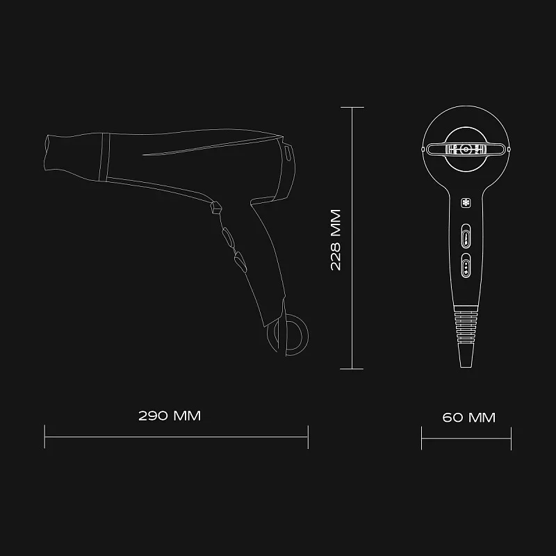 Фен SCARLETT SC-HD70I76, черный, 6 настроек, 2200 Вт