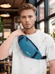 Синий поясная сумка, спортивная, через плечо, унисекс