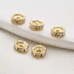 Бусины Рондели со стразами серебро, золото, разделители, 6 мм, 50 шт, Color Si