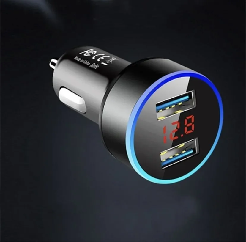 Черный автомобильное зарядное устройство, 2 USB 3.1 A, прикуриватель в машину