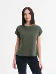 Оливковый футболка женская, с укороченным рукавом