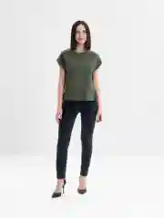 Оливковый футболка женская, с укороченным рукавом