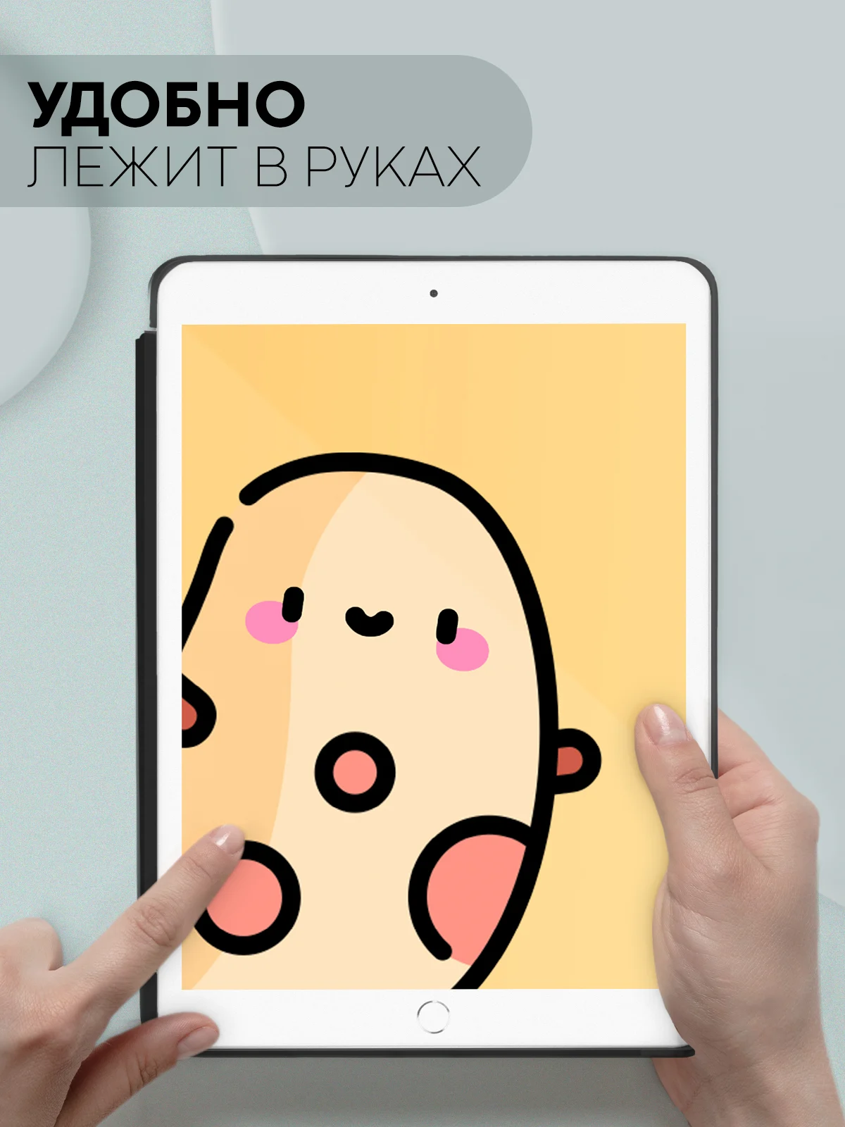 Черный чехол-книжка для планшета Apple iPad 10.2 7/8/9 поколения 2019/2020/2021 силикон КАРТОФАН