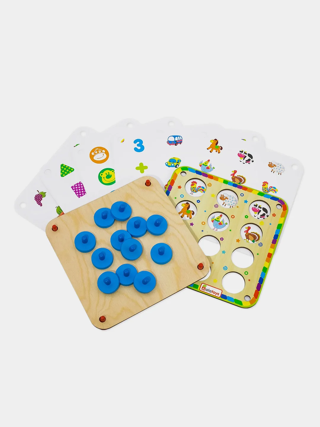 Настольная игра Alatoys Мемори, 6 двусторонних карточек, 12 ячеек