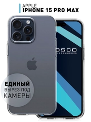 Чехол для iPhone 15 Pro Max силиконовый ROSCO прозрачный с защитой камер и от прилипания