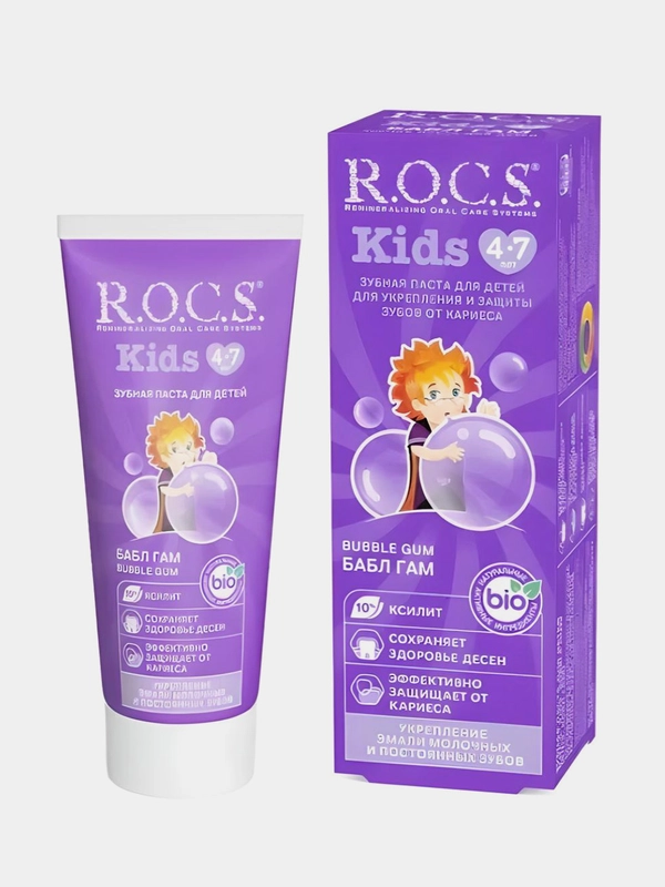 Зубная паста для детей R.O.C.S. "Бабл Гам", от 4 до 7 лет, 45 г