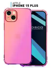 Розовый чехол+стекло для Apple iPhone 15 Plus противоударный силиконовый ROSCO с усиленными углами