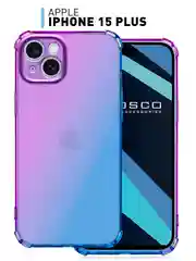 Розовый чехол+стекло для Apple iPhone 15 Plus противоударный силиконовый ROSCO с усиленными углами