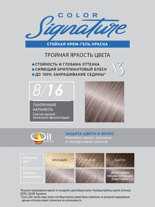 Стойкая крем-гель краска для волос ESTEL COLOR Signature "Лакричная карамель", 8/16