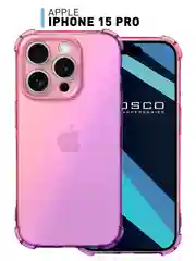 Прозрачный чехол + стекло для iPhone 15 Pro противоударный силиконовый ROSCO прозрачный с углами