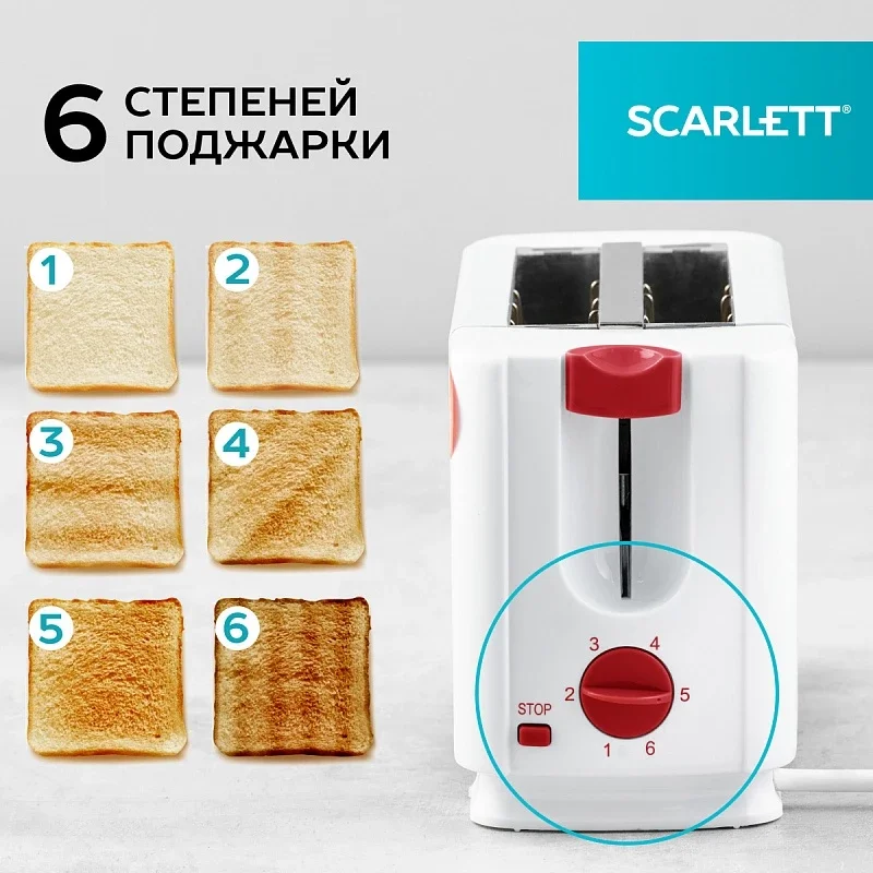 Тостер SCARLETT SC-TM11013, белый, 650 Вт